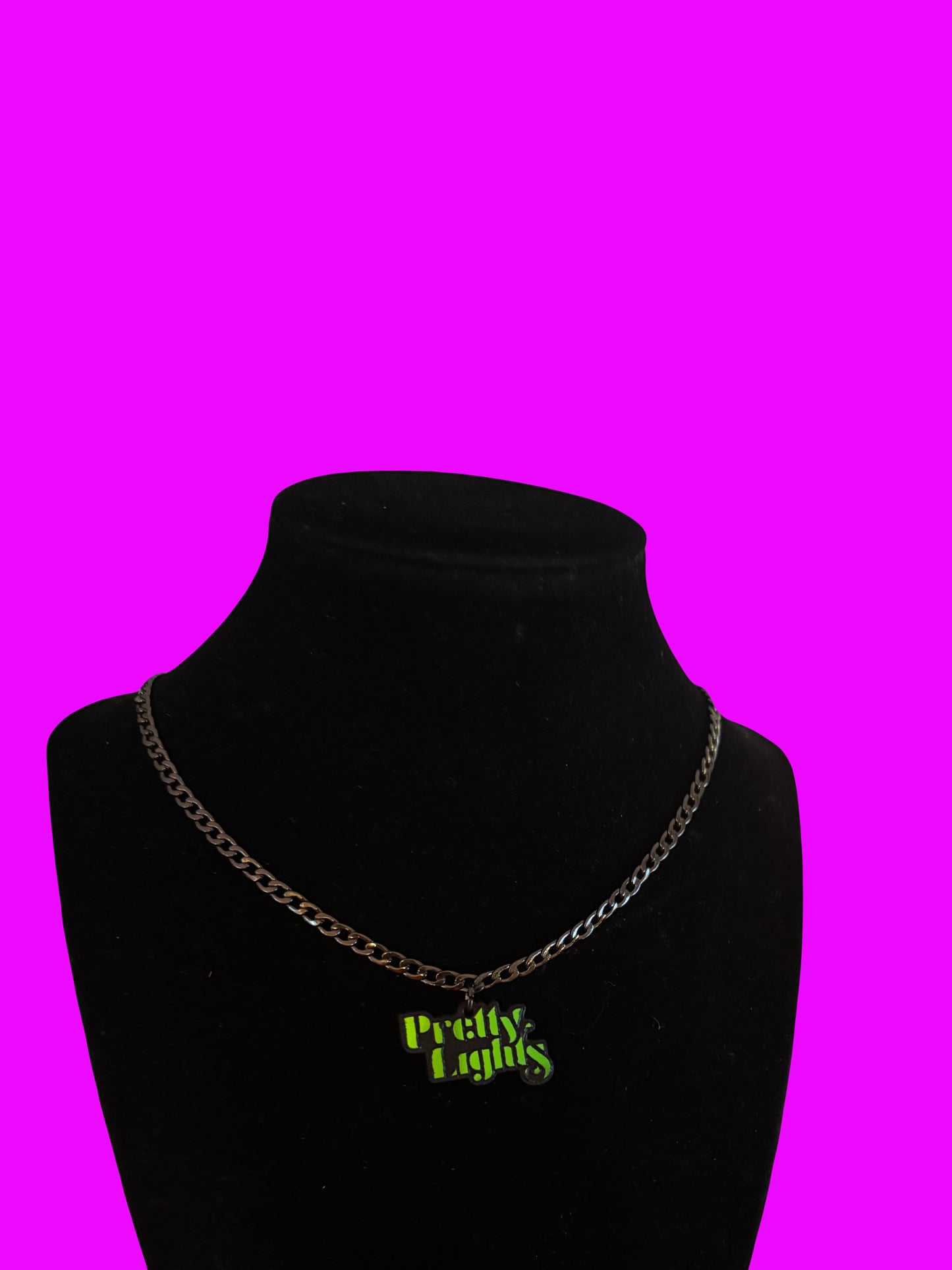 Pretty lights stainless steel word necklace