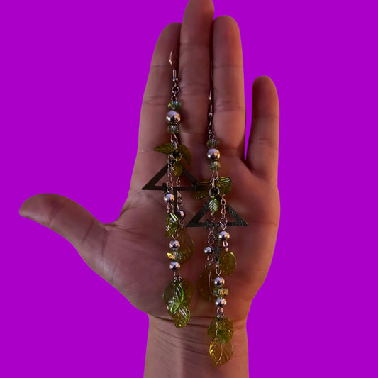 Trees inspired beaded leafy forest earrings