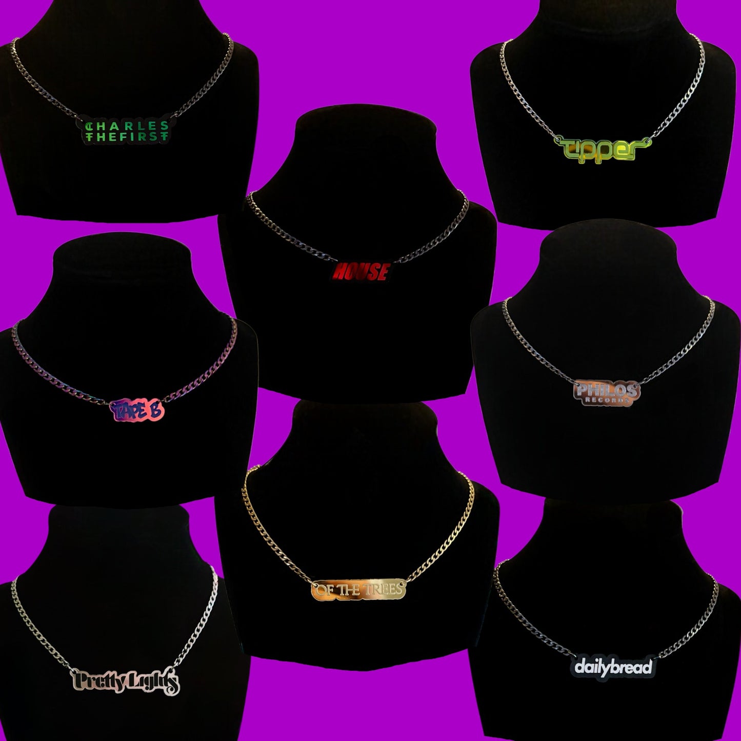 Custom stainless steel (silver/gold) thin chain name necklace