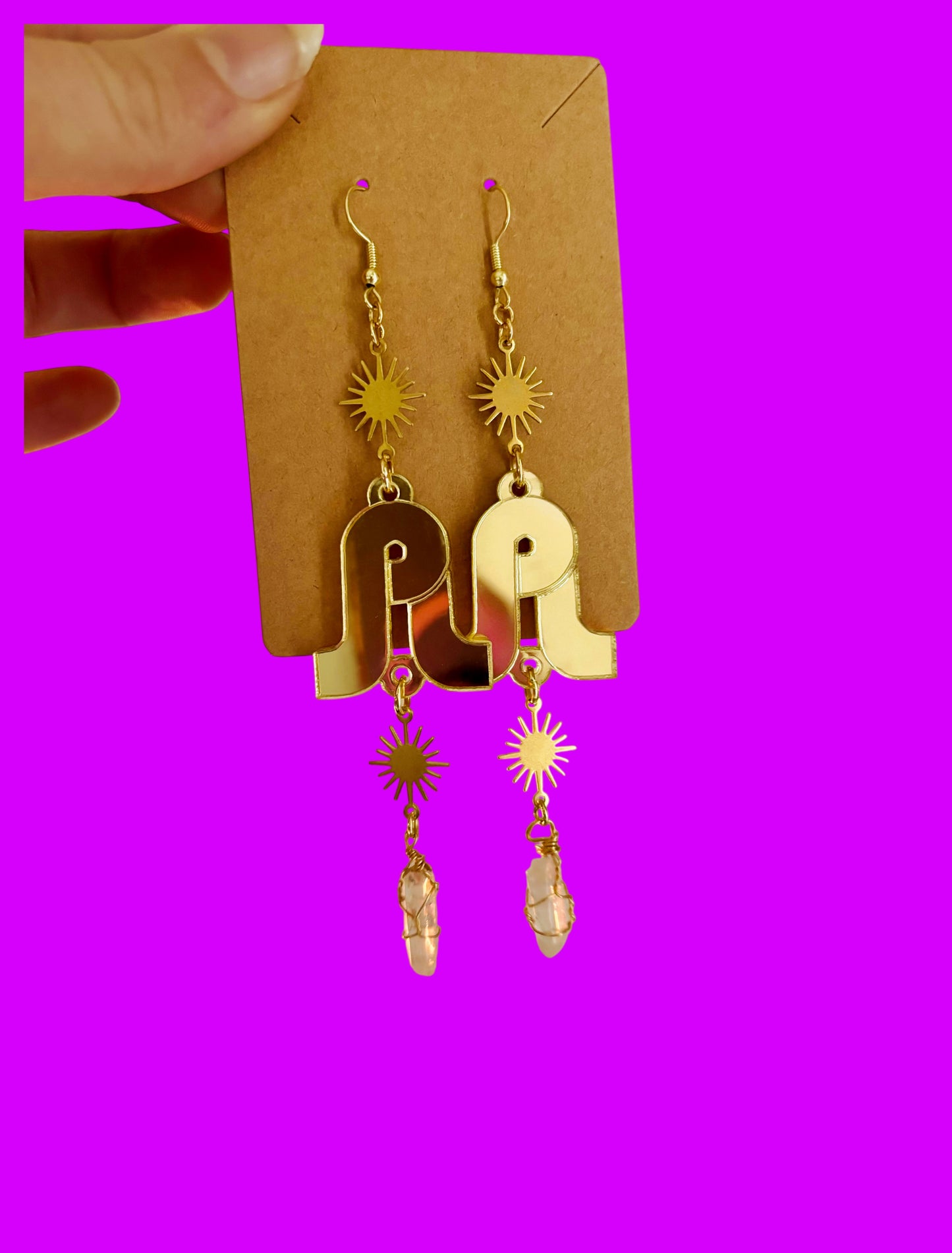 Customizable acrylic sparkle crystal dangle artist earrings