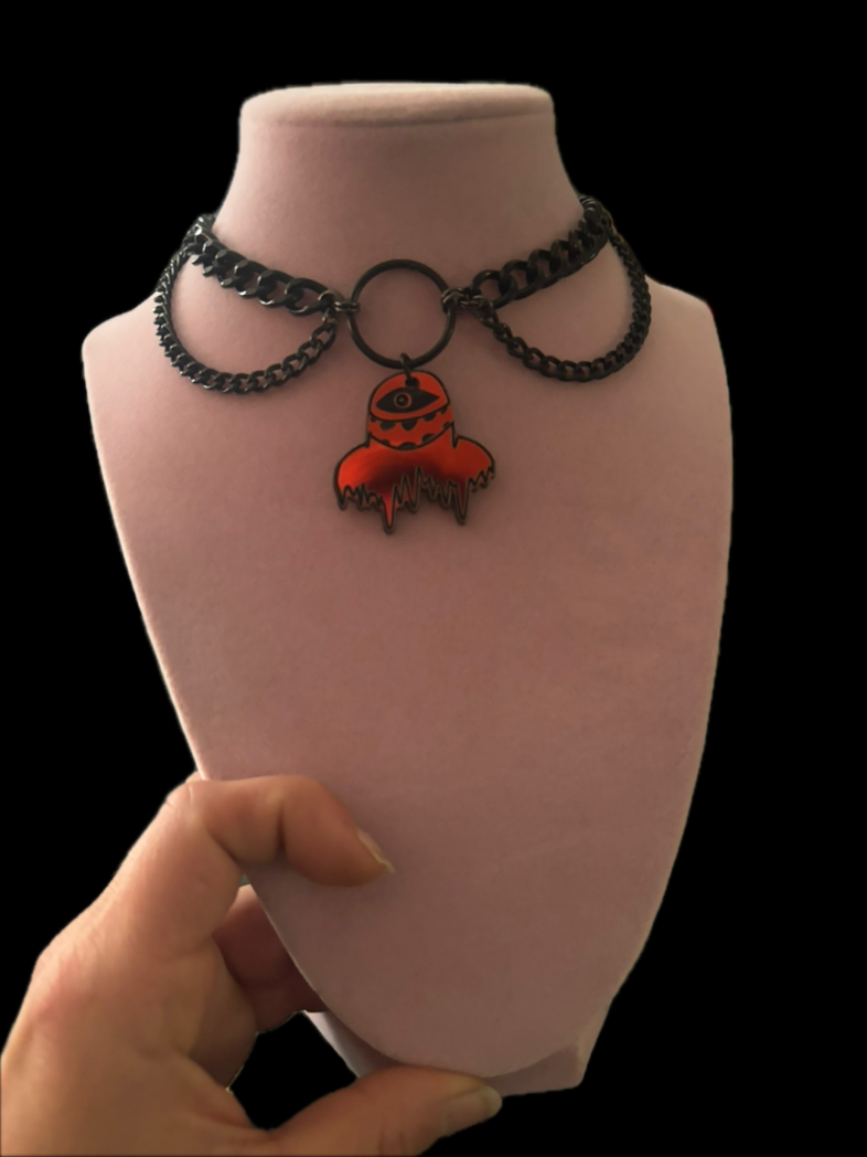 Customizable midnight holographic black chain choker