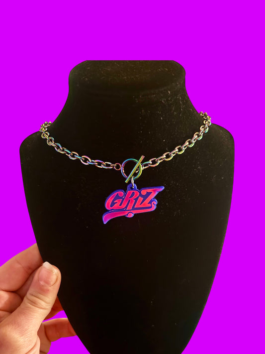 Customizable Tiff & Co style Violet holographic stainless steel necklace