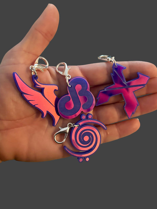 Customizable violet holographic acrylic artist charms