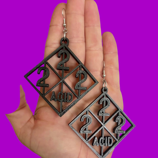 Large black 3d printed Acid earrings