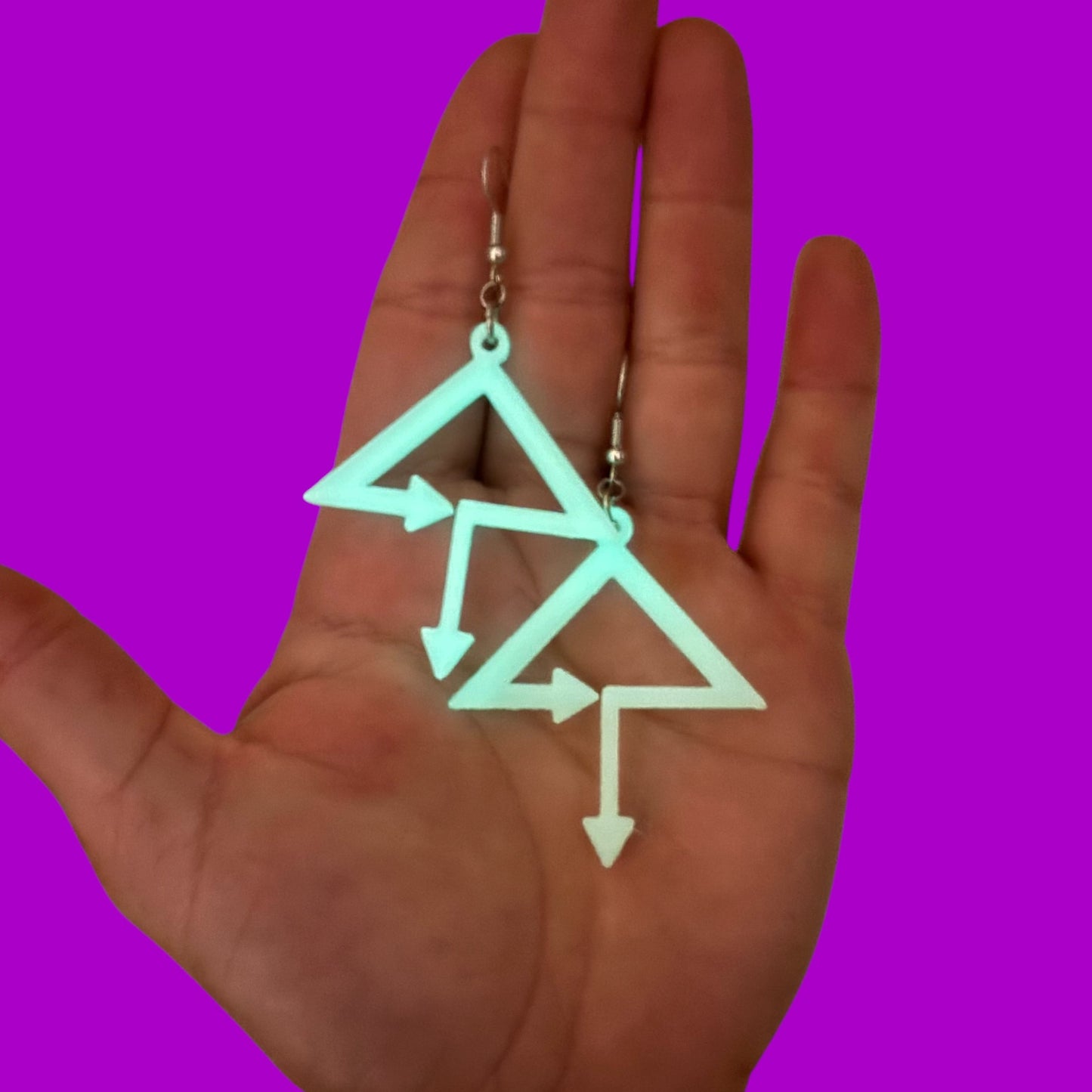 Large 3d printed Trees glow in the dark earrings