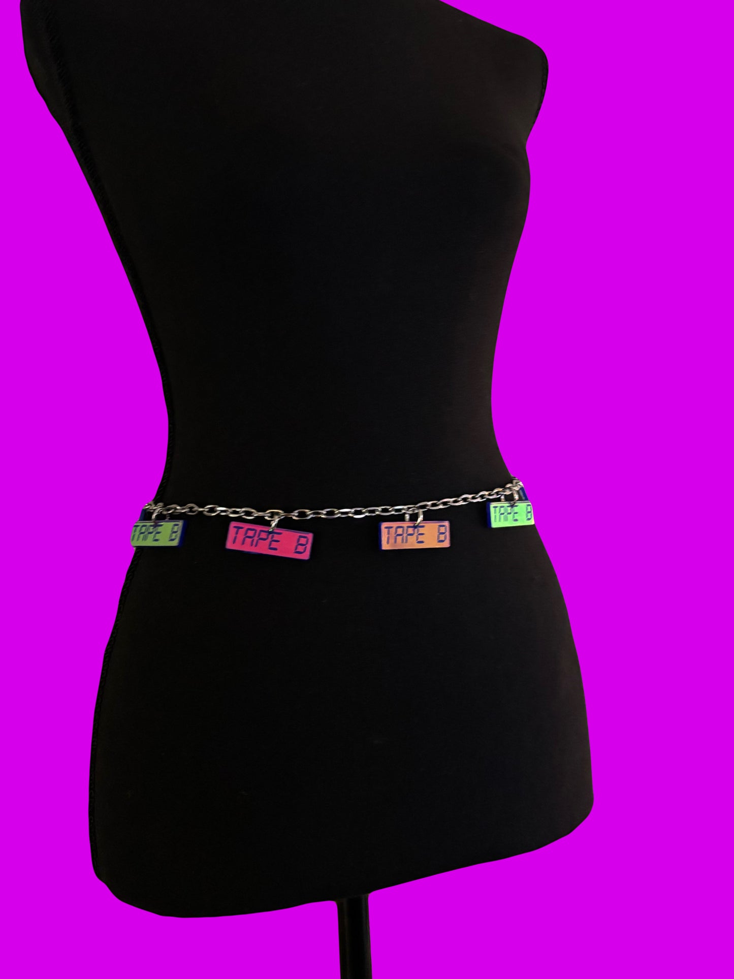 Customizable violet holographic acrylic chain belt