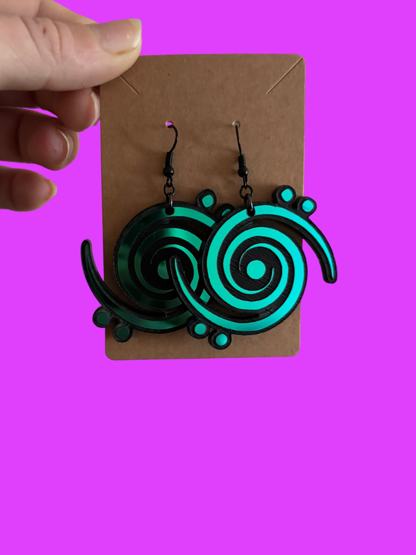 Customizable teal/pine/blue holographic acrylic earrings