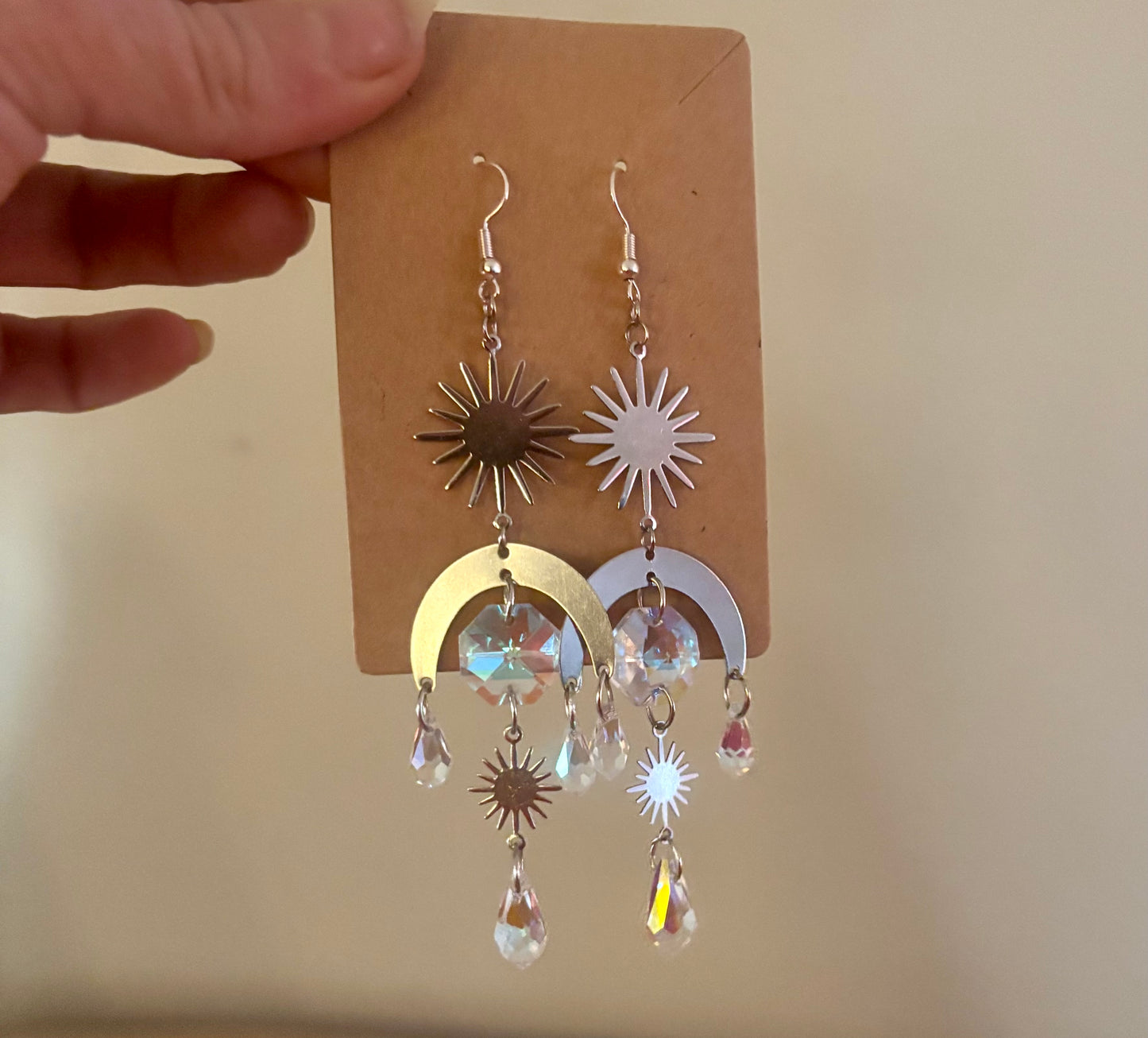 Sun catcher silver earrings