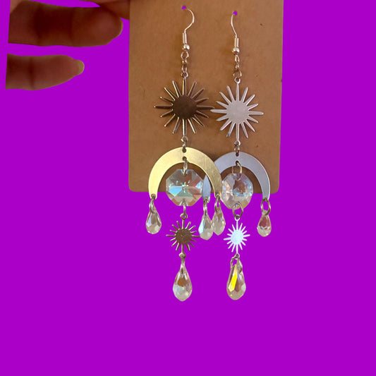 Sun catcher silver earrings