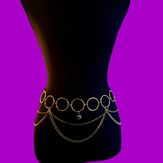 Stainless steel evil eye charm belt