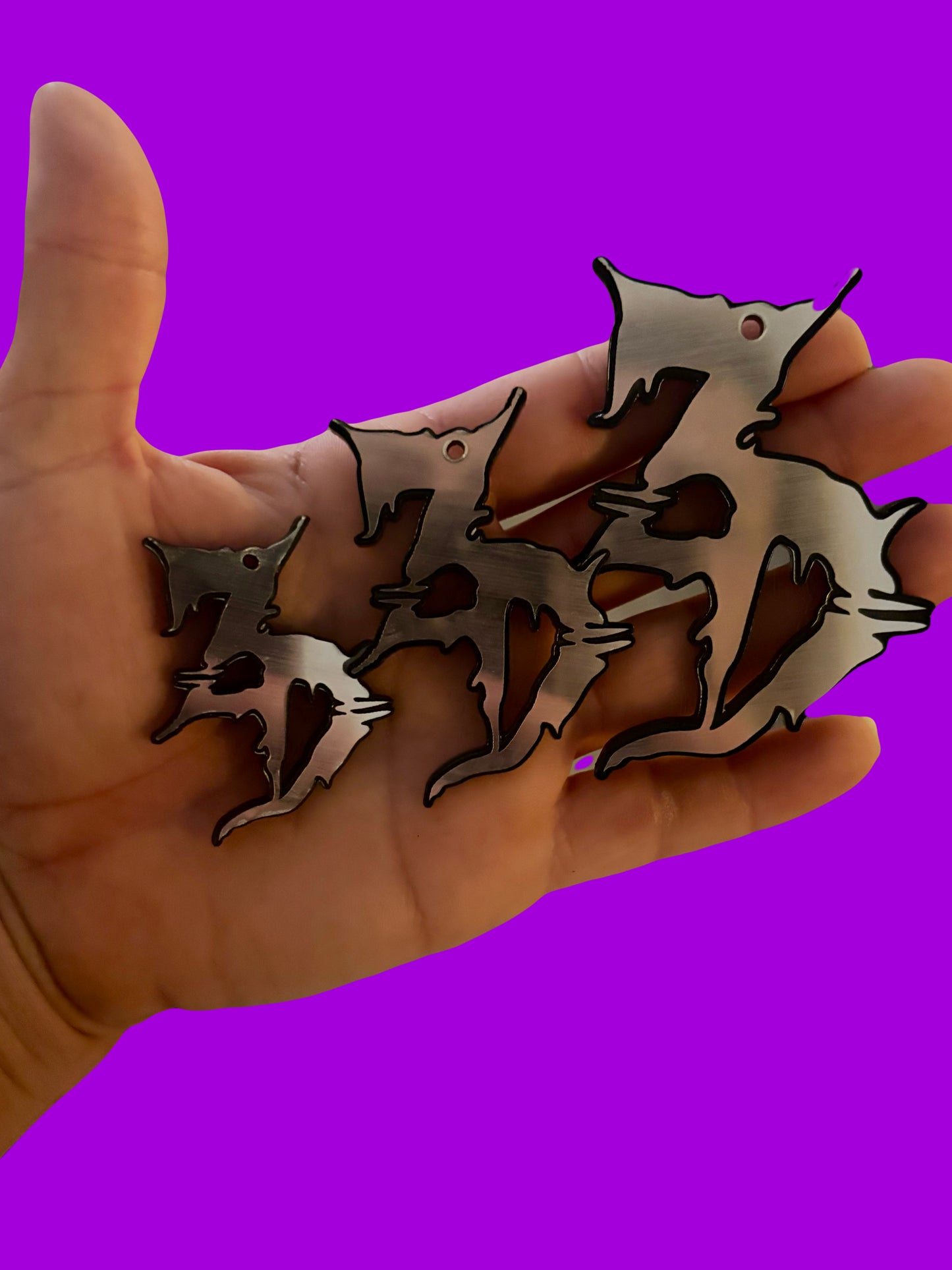 Customizable steel and black acrylic edm charms