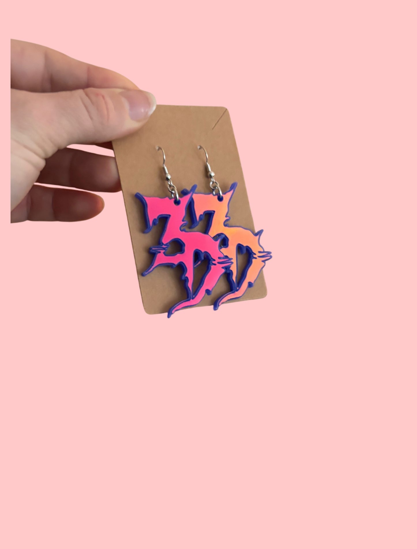 Customizable violet holographic artist inspired acrylic earrings