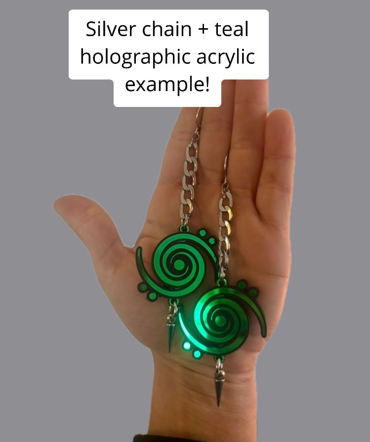 Customizable stainless steel studded chain link earrings