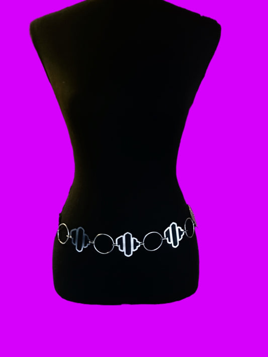 Customizable steel and black acrylic ring belt