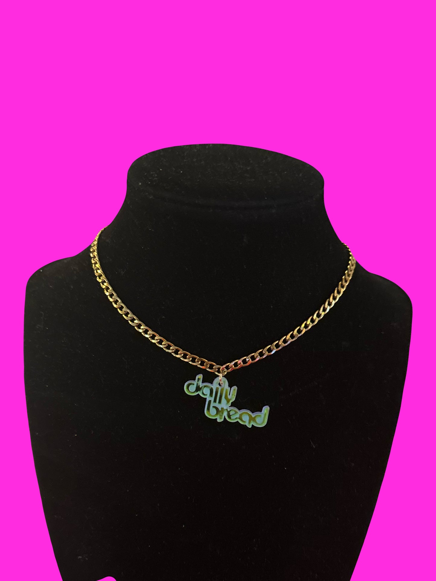 Daily bread stainless steel word necklace