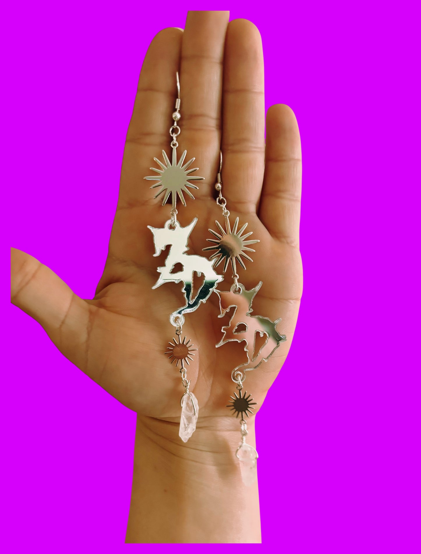 Customizable acrylic sparkle crystal dangle artist earrings