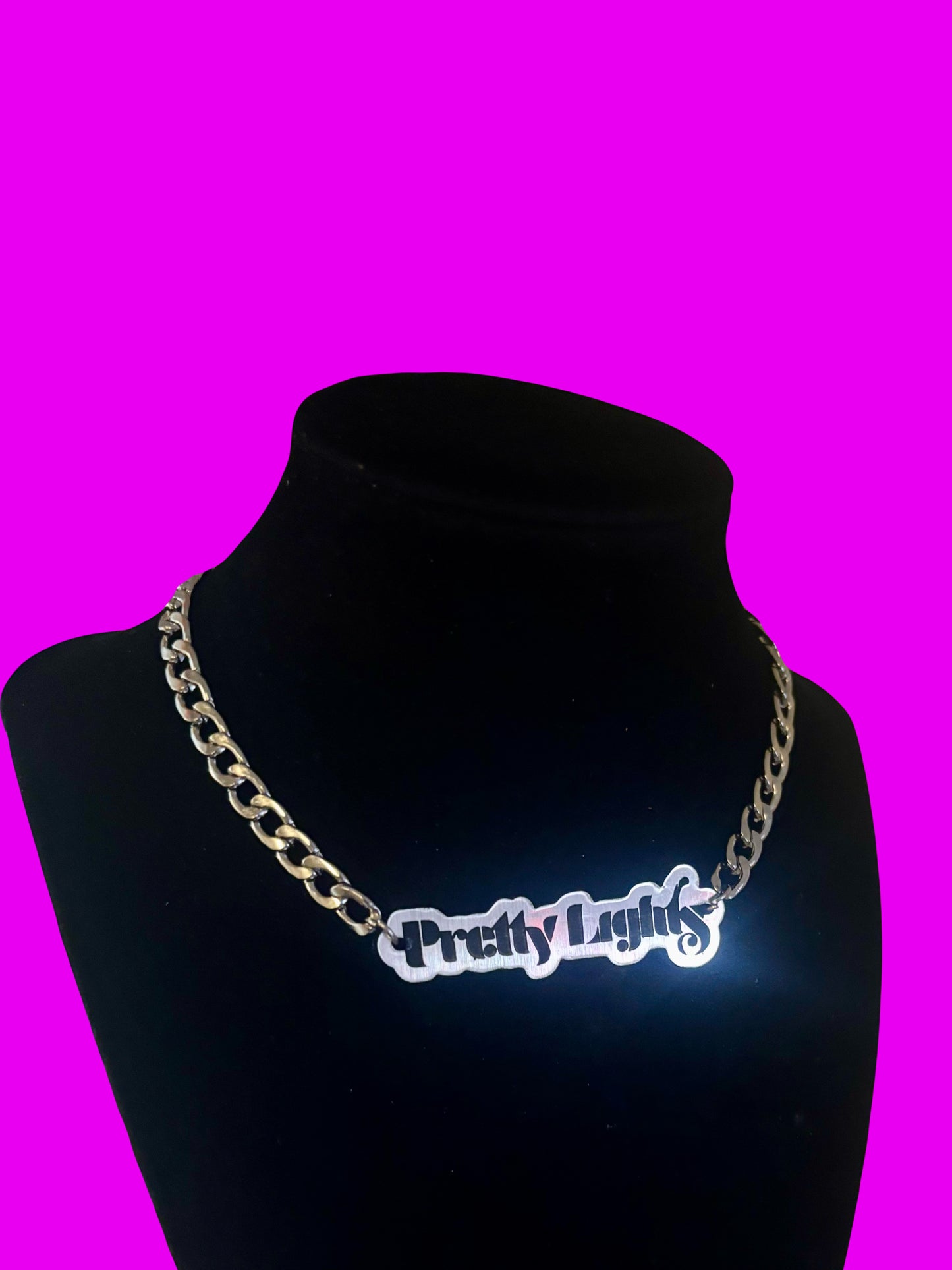 Customizable stainless steel & acrylic nameplate necklace
