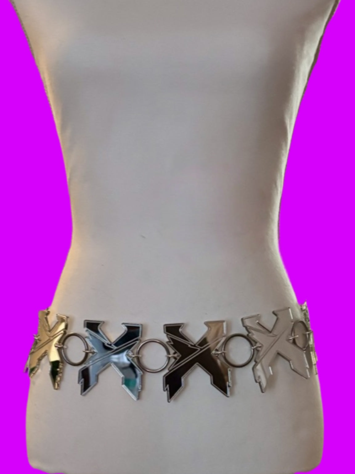 X inspired customizable acrylic metal ring belt