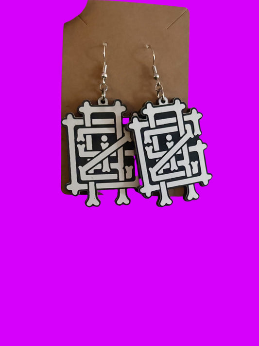 Customizable black and white edm acrylic earrings