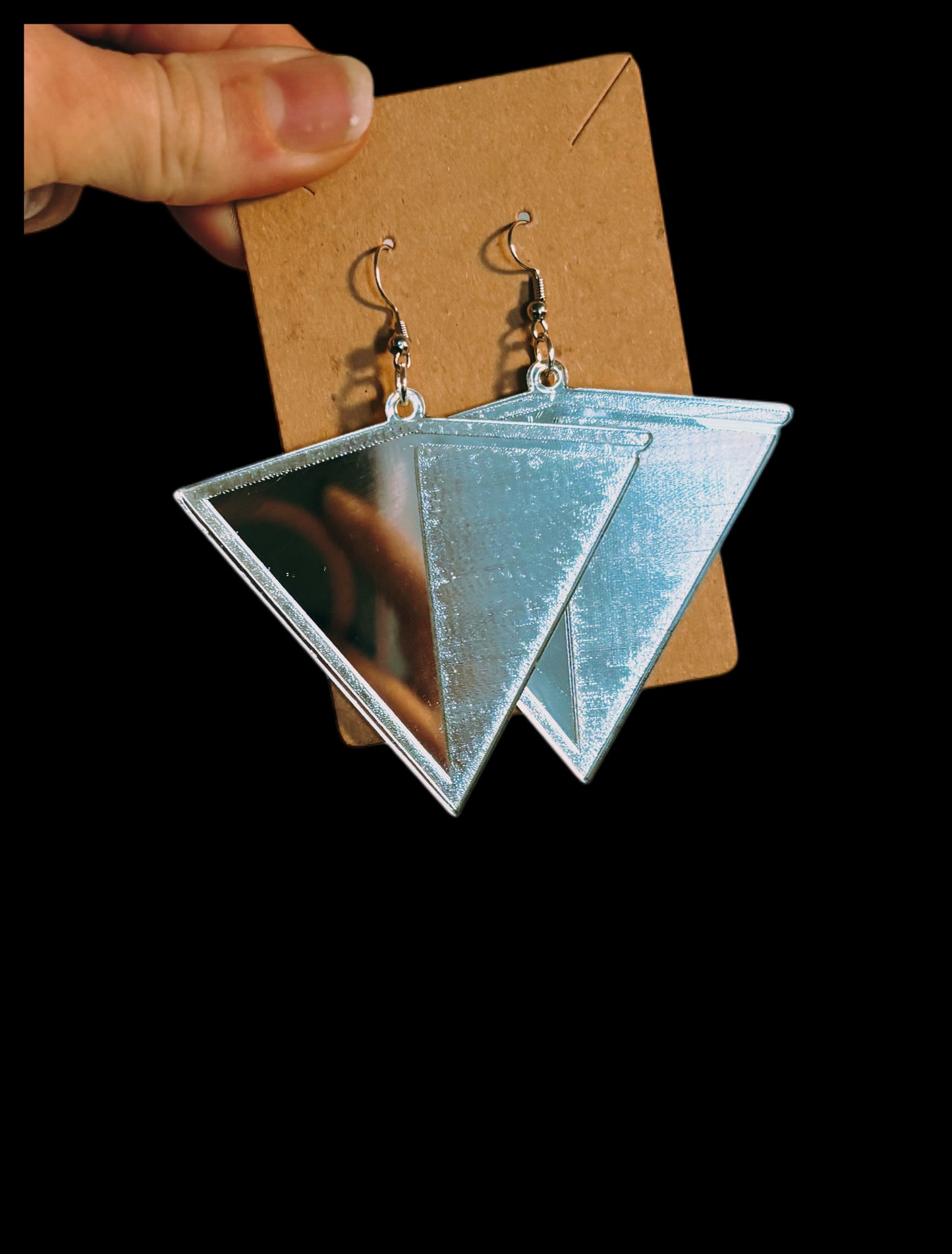 Customizable silver mirror artist inspired acrylic earrings