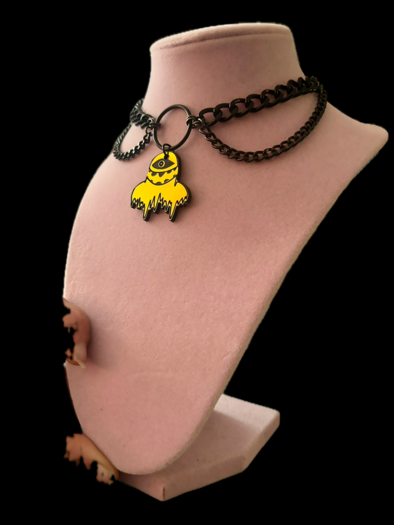 Customizable midnight holographic black chain choker