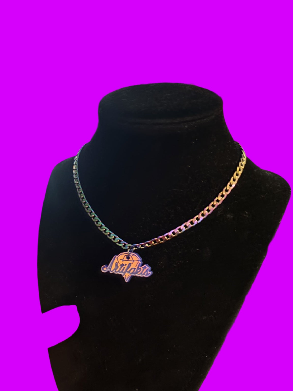 violet holographic basic stainless steel necklace