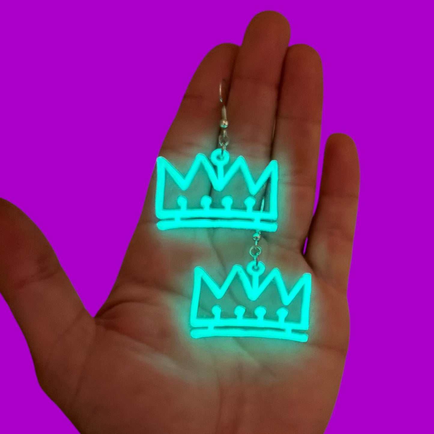 Small 3d printed Charles glow in the dark earrings