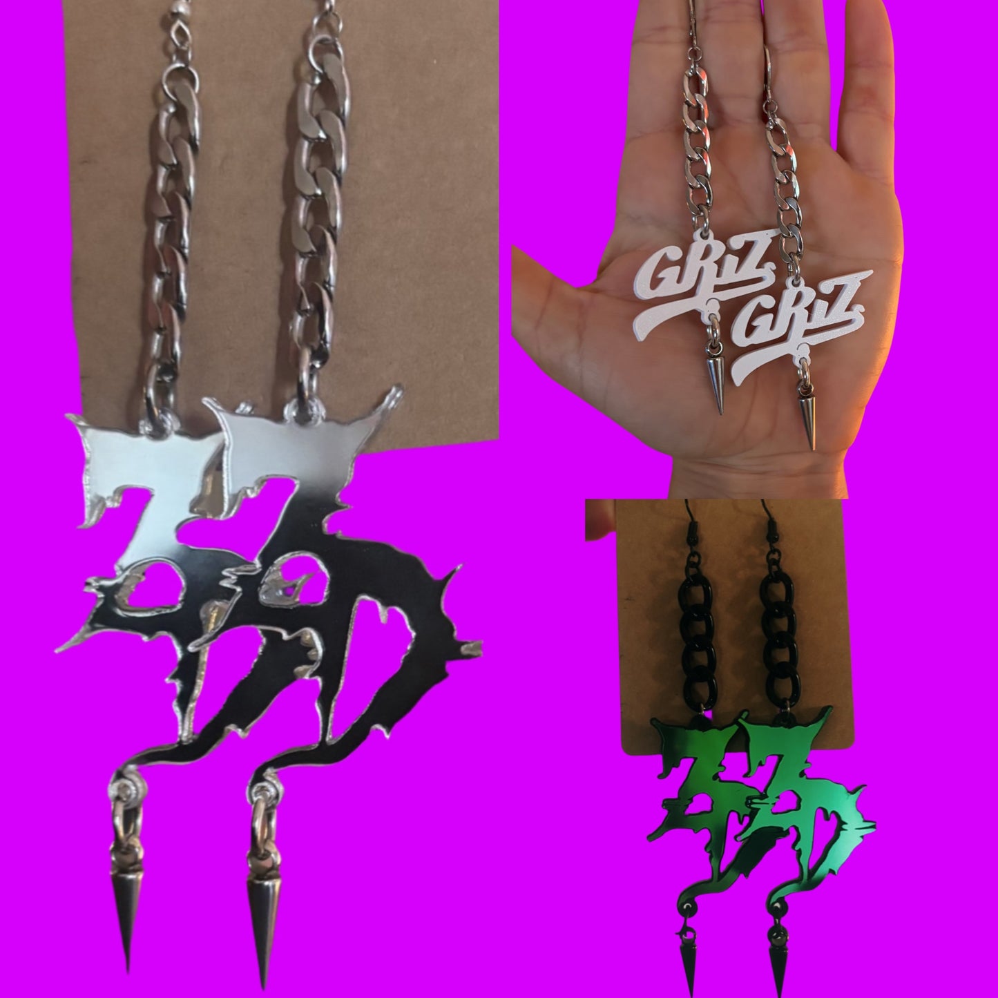 Customizable stainless steel studded chain link earrings