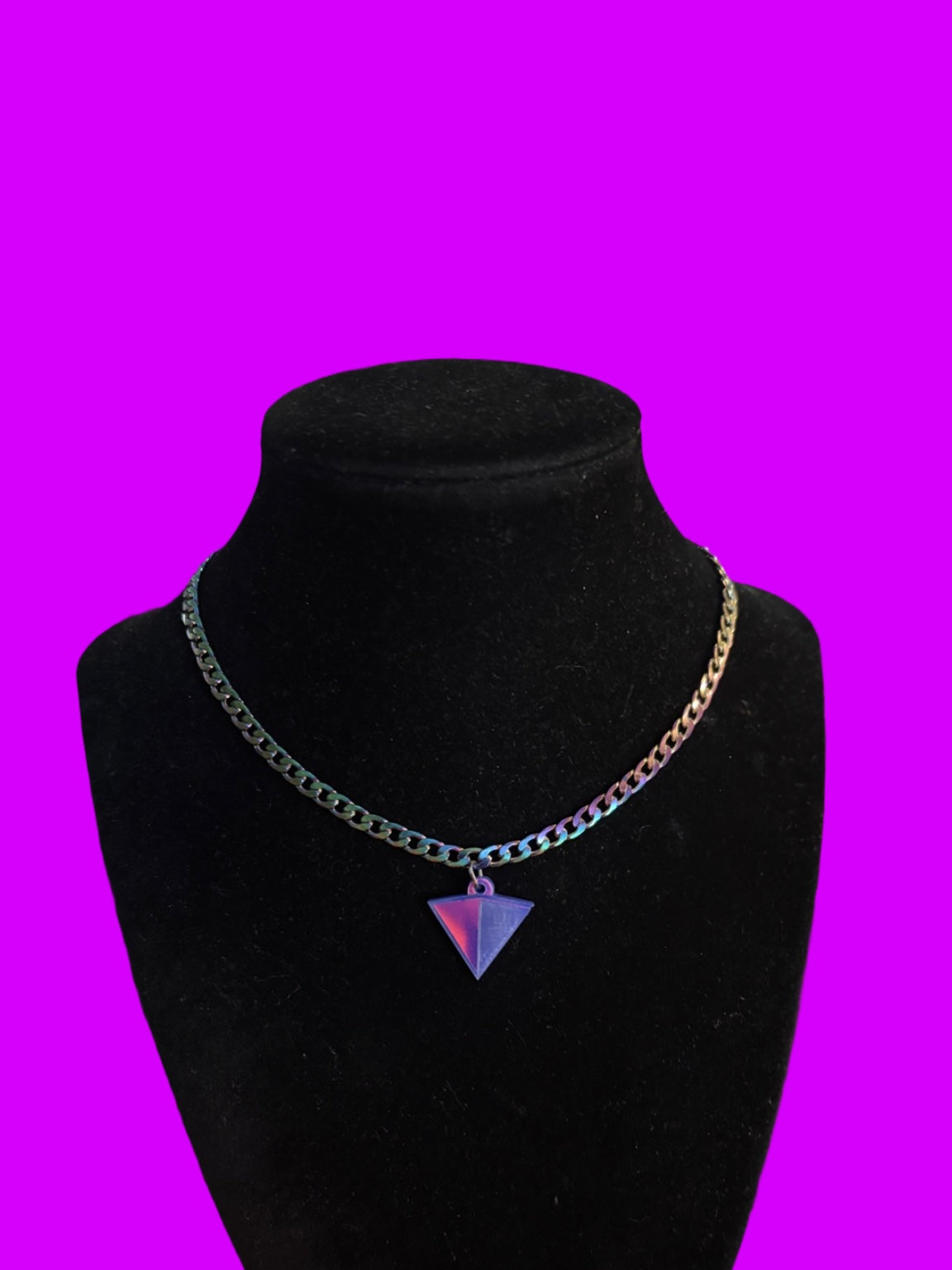 violet holographic basic stainless steel necklace