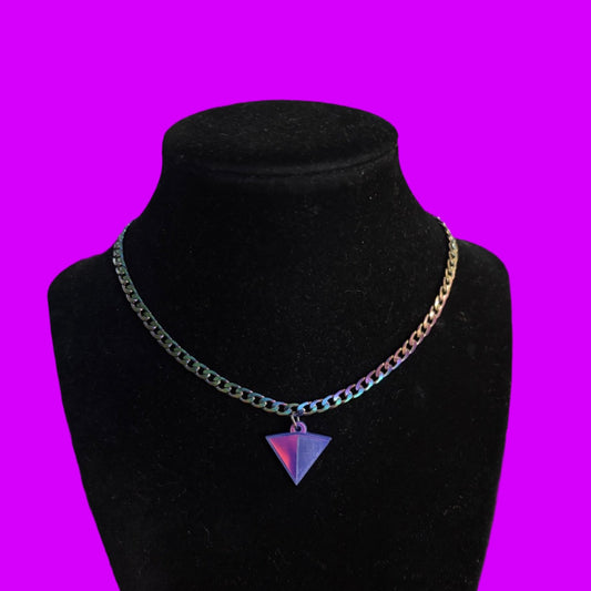 Custom violet holographic unisex basic stainless steel necklace