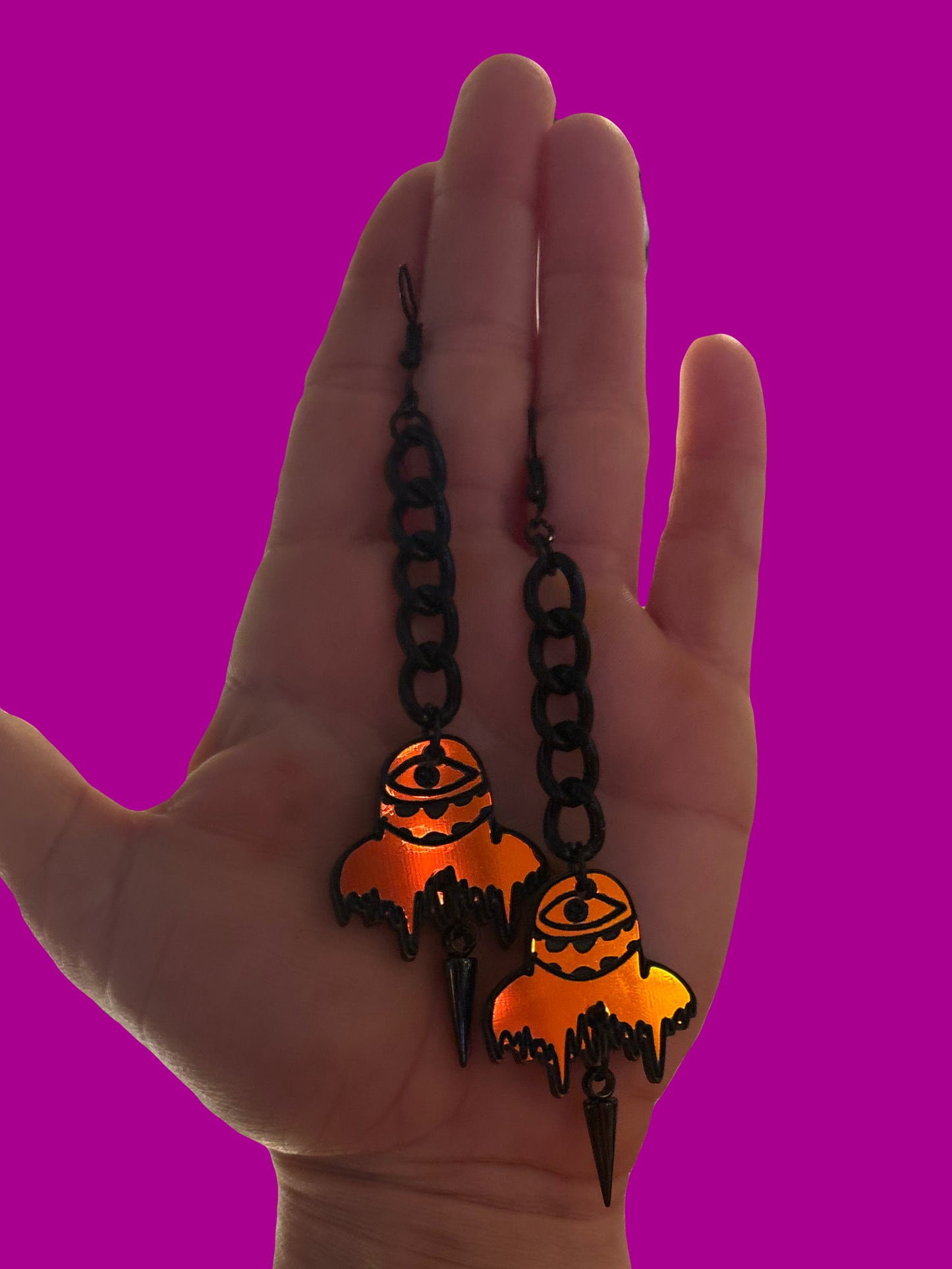 Customizable Subtronics stainless steel & acrylic studded chain link earrings