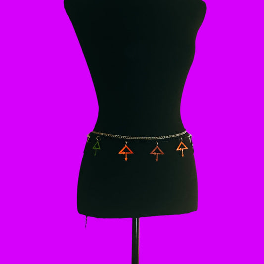 Custom midnight holographic chain belt