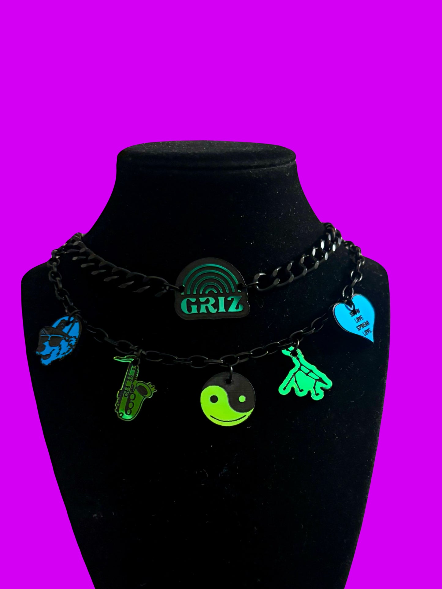 Griz charm necklace stack