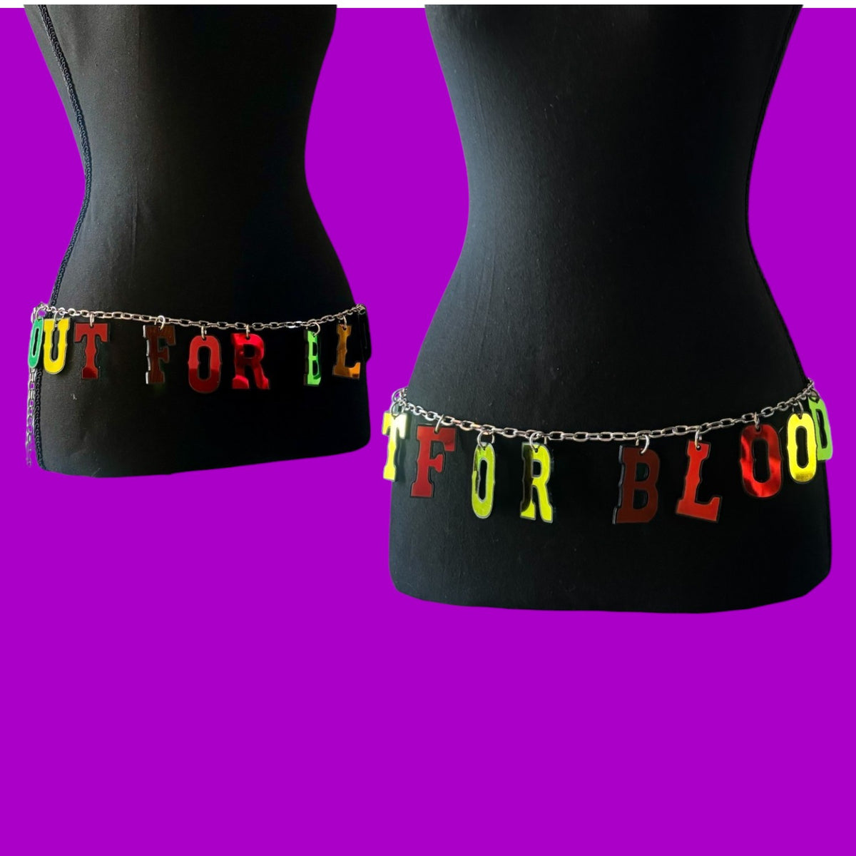Custom Acrylic & Stainless Steel Letter Belts- any phrase you'd like!