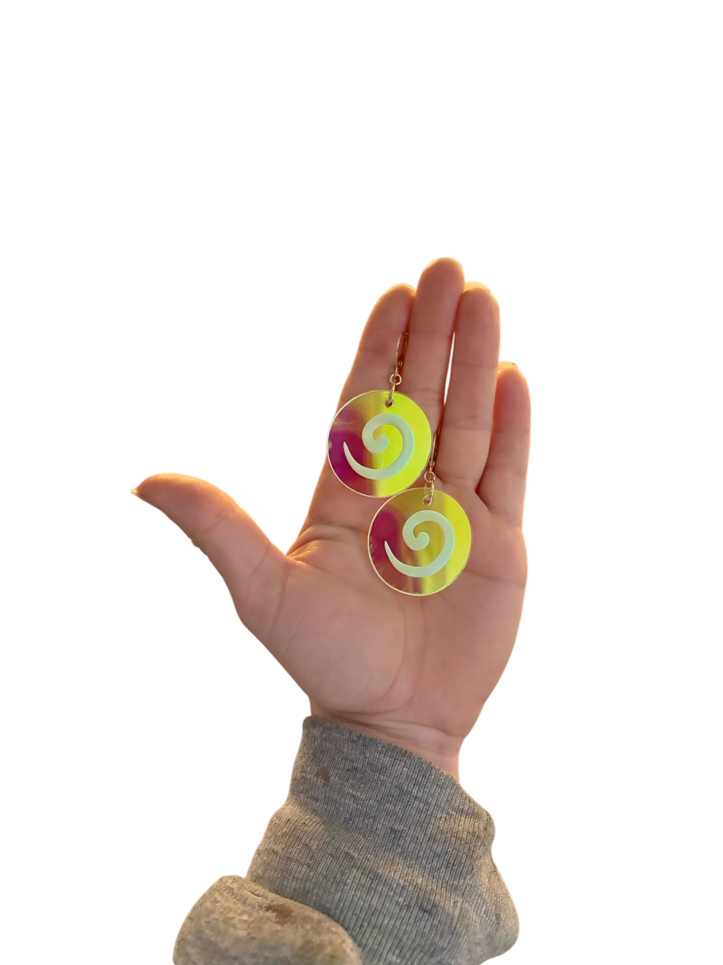 Iridescent acrylic swirl earrings