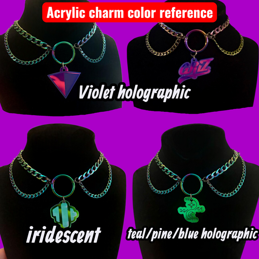 Customizable violet holographic stainless steel choker