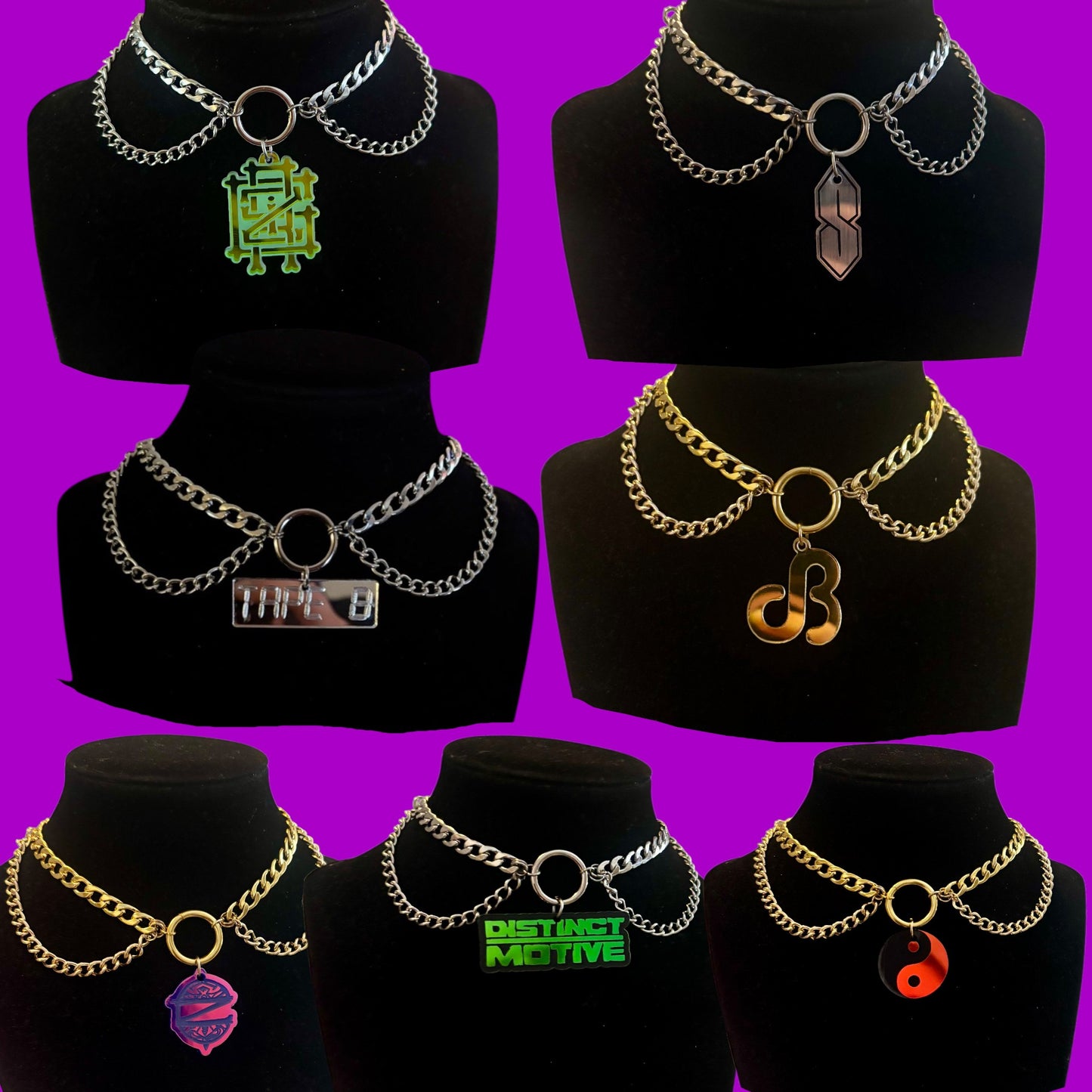 Customizable silver or gold chain stainless steel choker