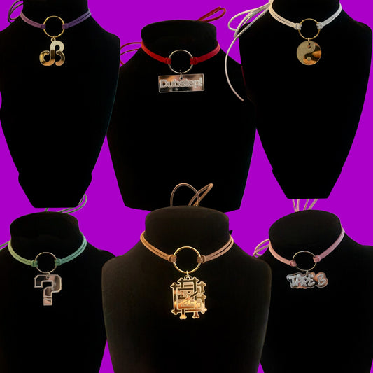 Custom silver or gold mirror acrylic charm choker