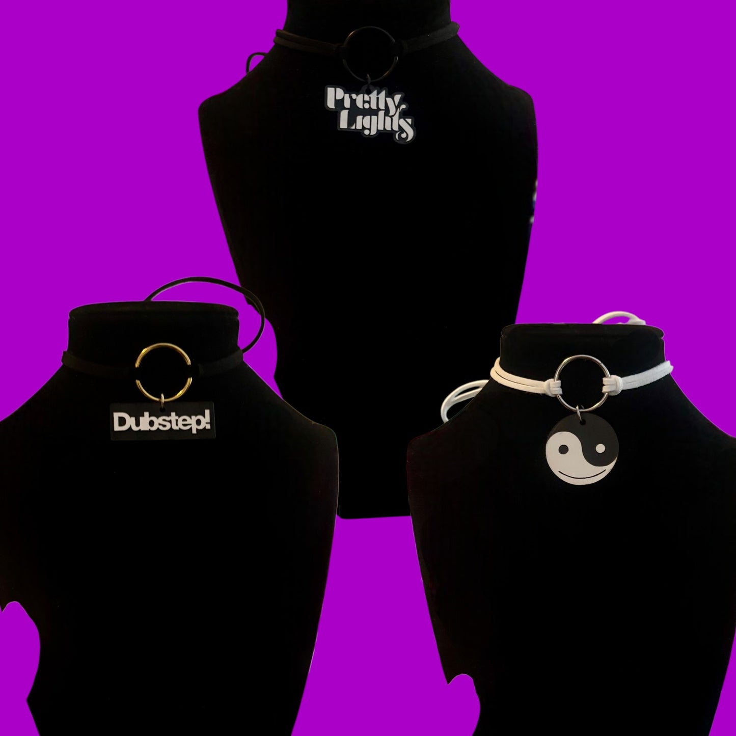 Custom black and white acrylic charm choker
