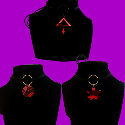 Custom midnight holographic acrylic tie back choker