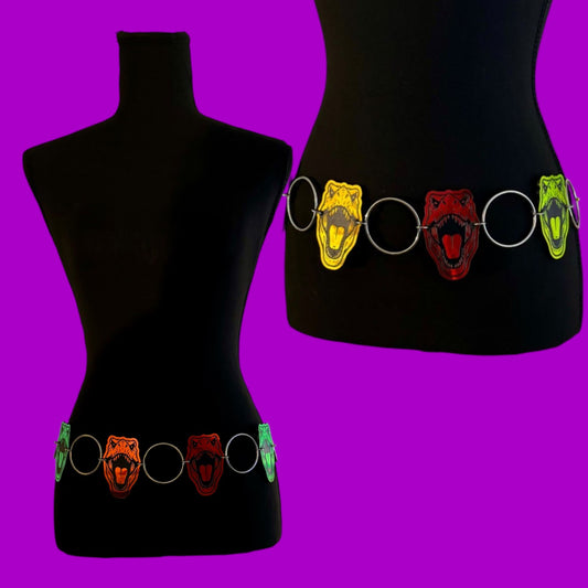Roaring T REX acrylic & steel ring belt