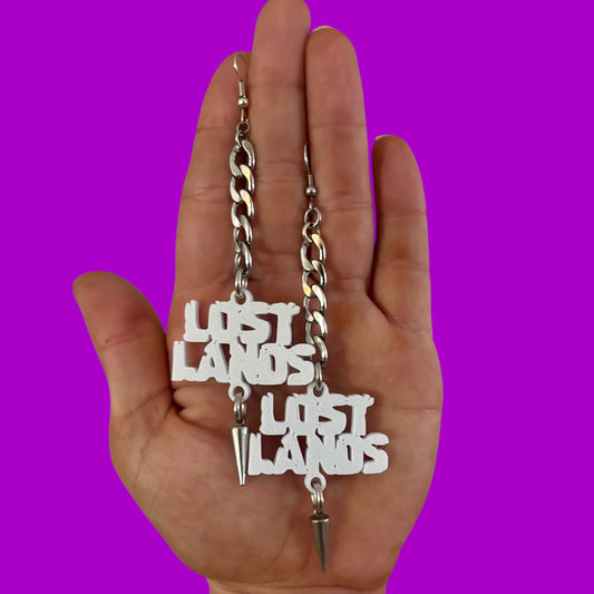 Custom stainless steel studded chain link earrings-3D printed charms
