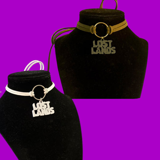 Custom suede cord tie back o ring chokers