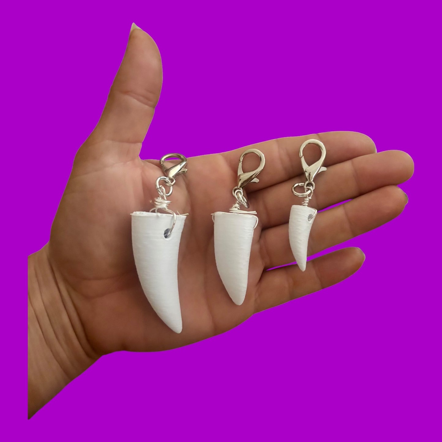 Dino tooth 3d printed clip on/hat charms