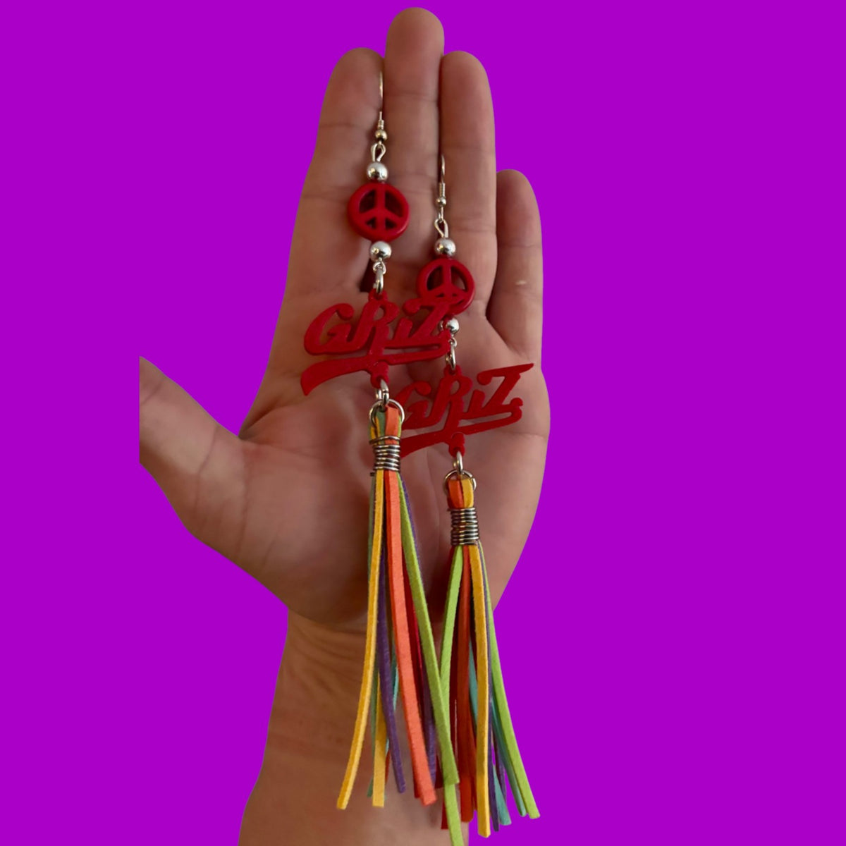 Griz inspired Customizable Beaded Peace Sign Tassel Earrings