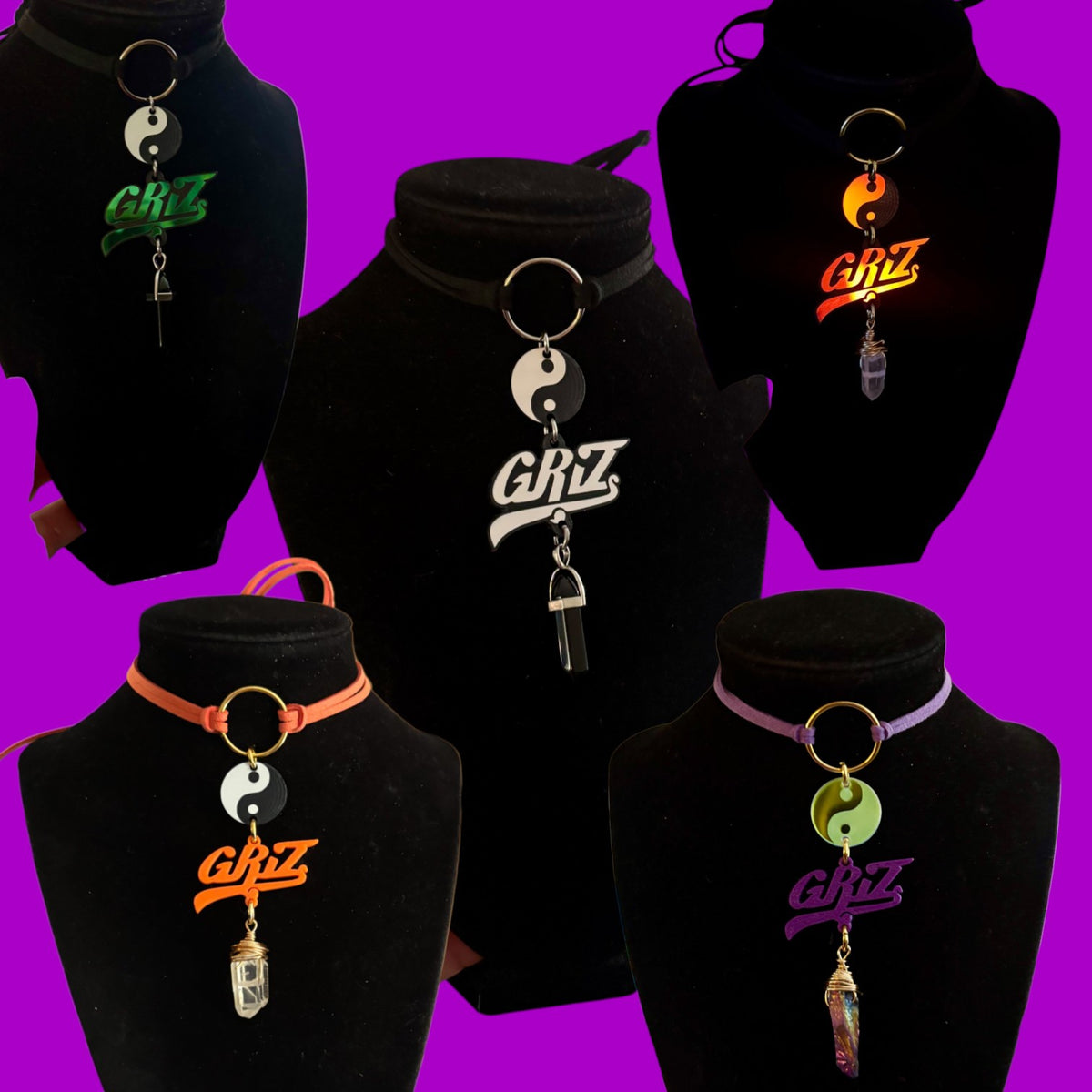 Griz inspired customizable Yin yang Crystal Tie Back Choker