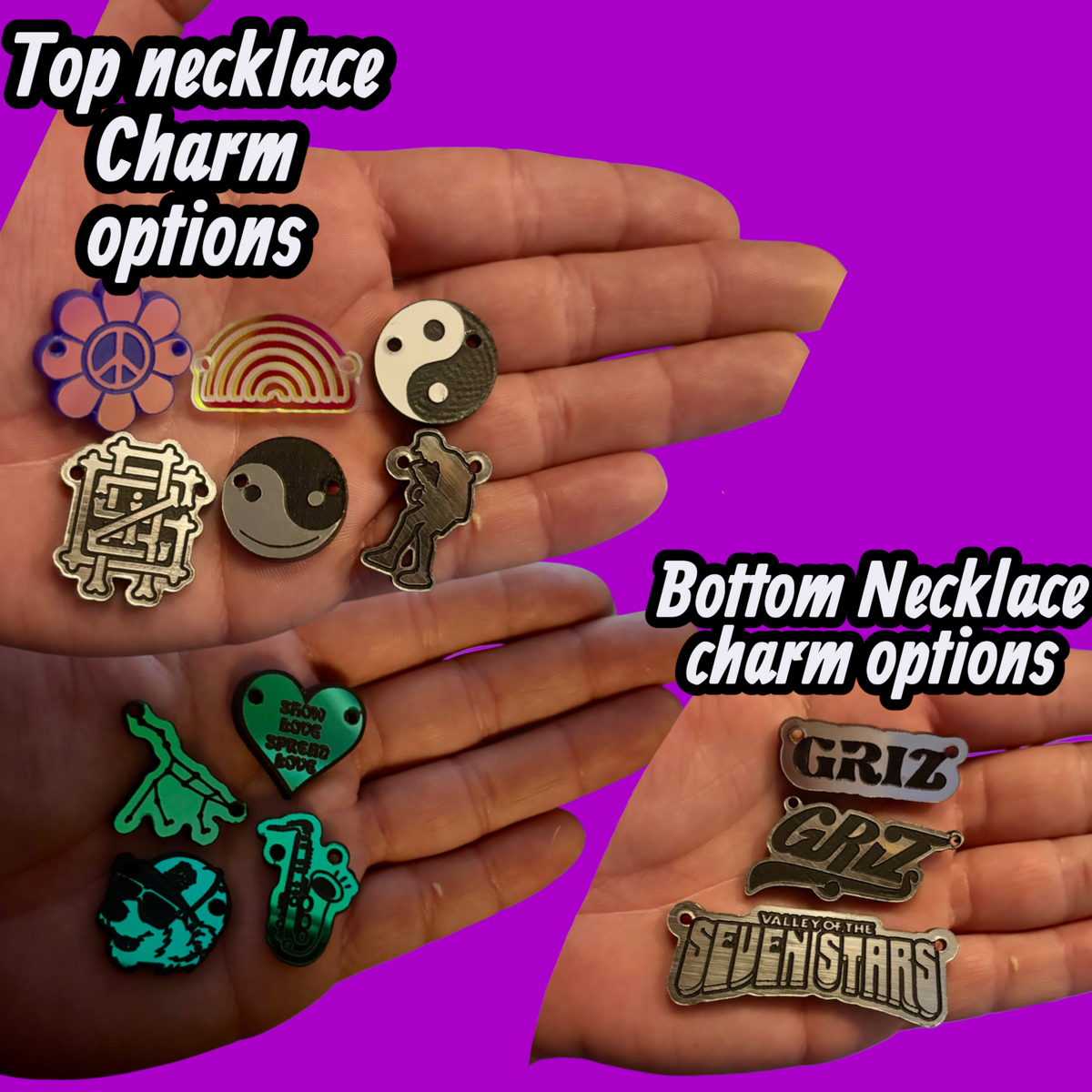 Griz/Seven Stars inspired Customizable Stainless Steel & Acrylic Necklace Stack