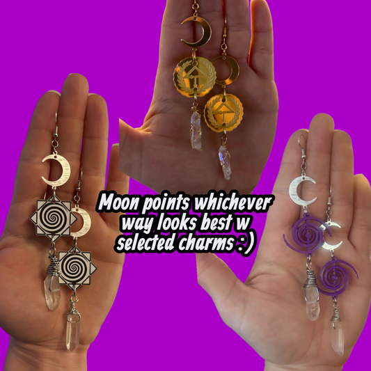 Customizable Acrylic/3D Print Moon Crystal Earrings