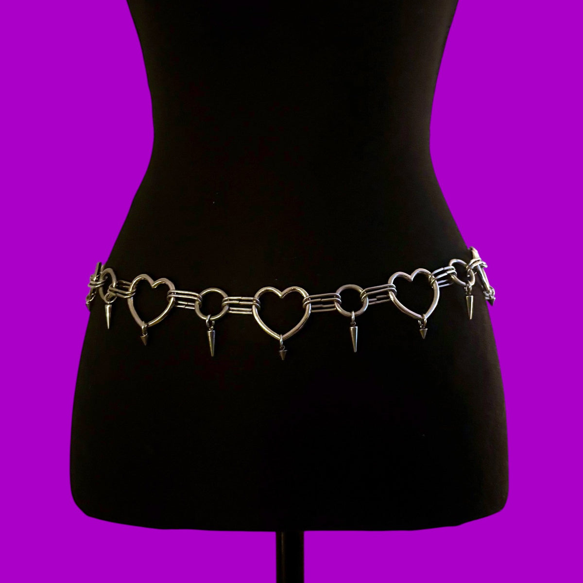 Studded Stainless Steel Heart Belt