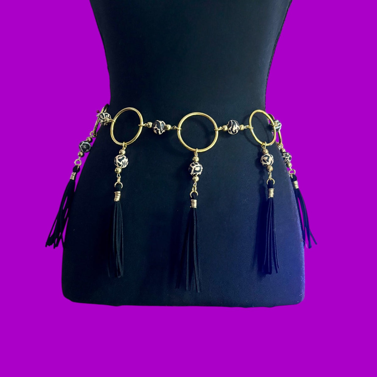 Customizable Leopard Beaded Tassel Belt!